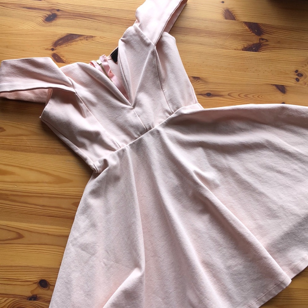 Lulus pink skater off the shoulder dress